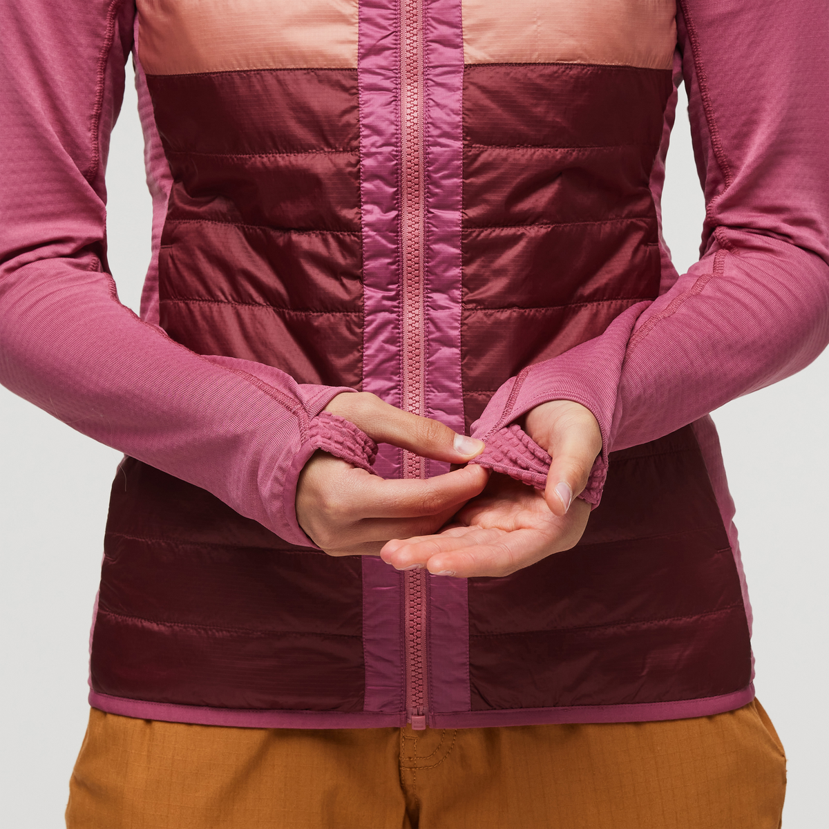 Capa Hybrid Insulated Hooded Jacket - Women's, Sangria/Burgundy, Model London