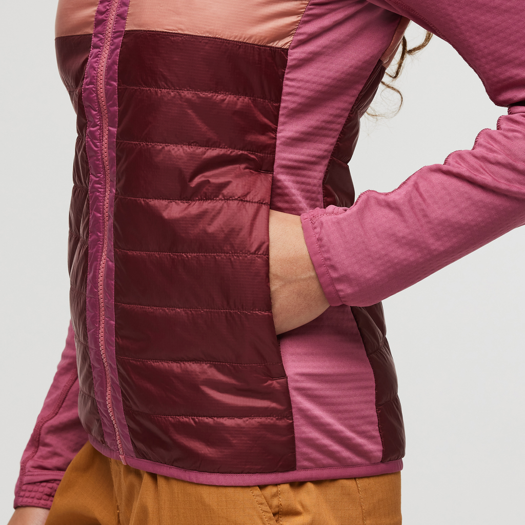  Capa Hybrid Insulated Hooded Jacket - Women's, Sangria/Burgundy, Model London