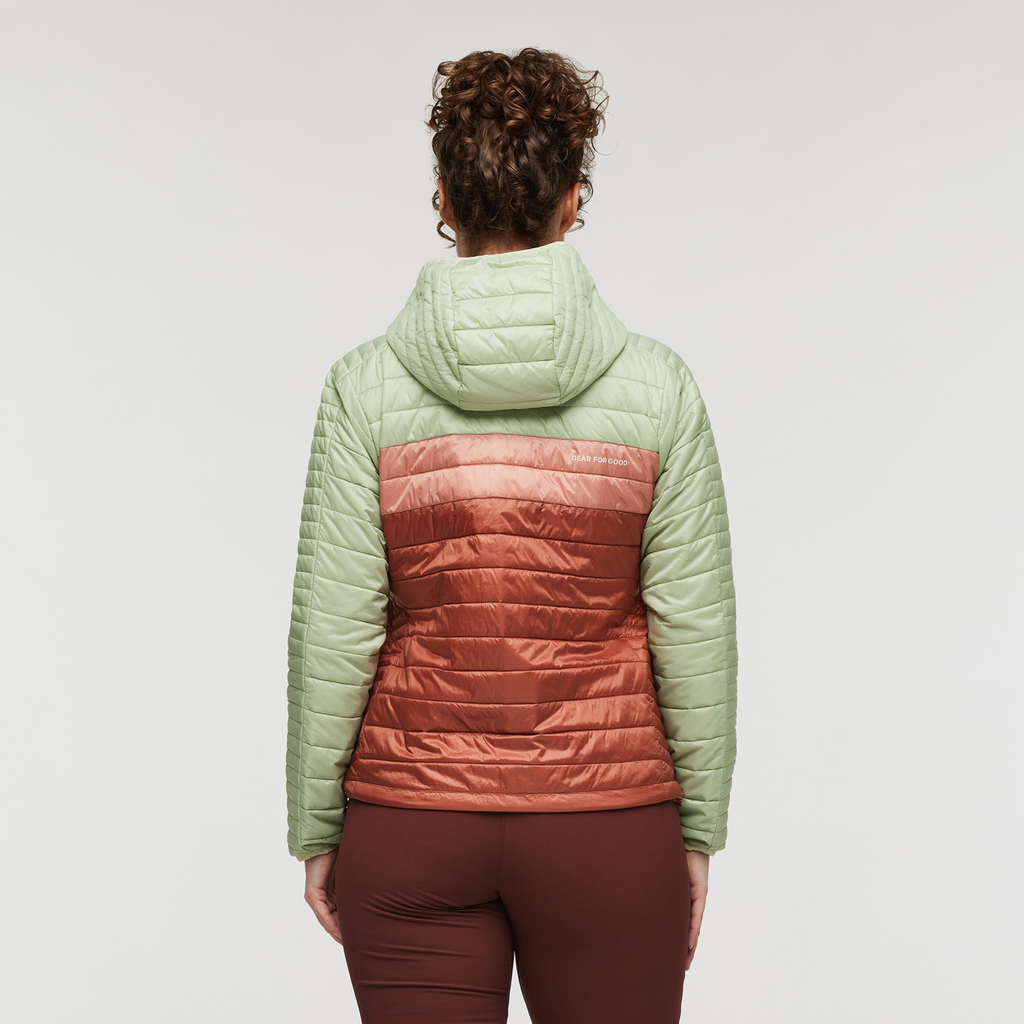 Capa Insulated Hooded Jacket - Women's, Green Tea/Faded Brick, Model Courtney