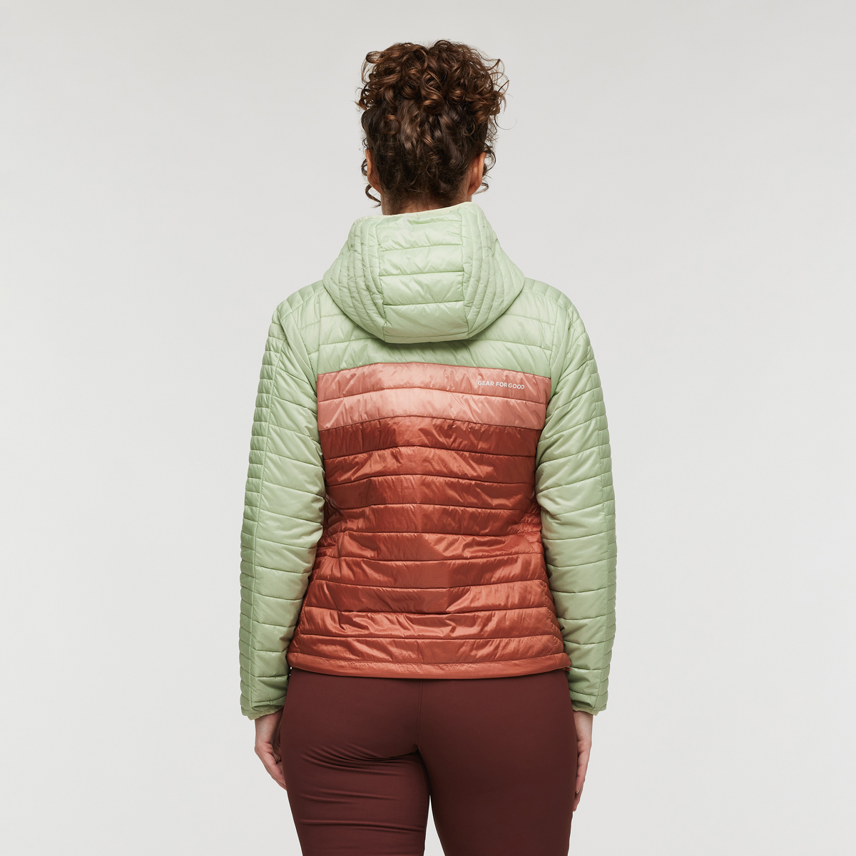 Capa Insulated Hooded Jacket - Women's, Green Tea/Faded Brick, Model Courtney
