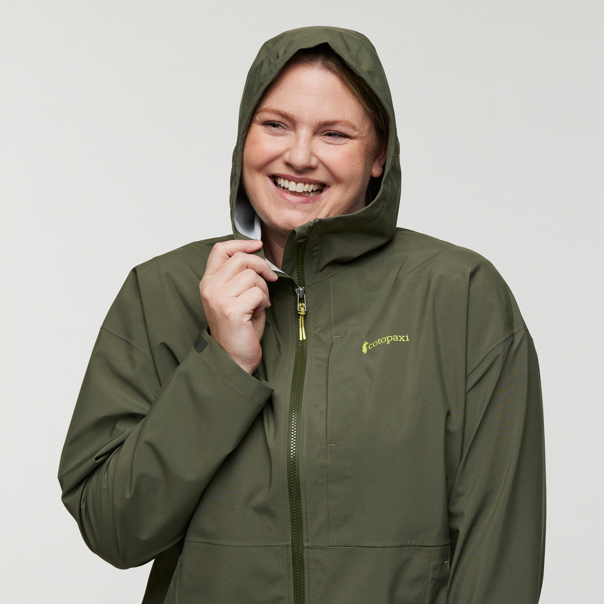 Cielo Rain Jacket - Women's, Fatigue, Model Jennifer