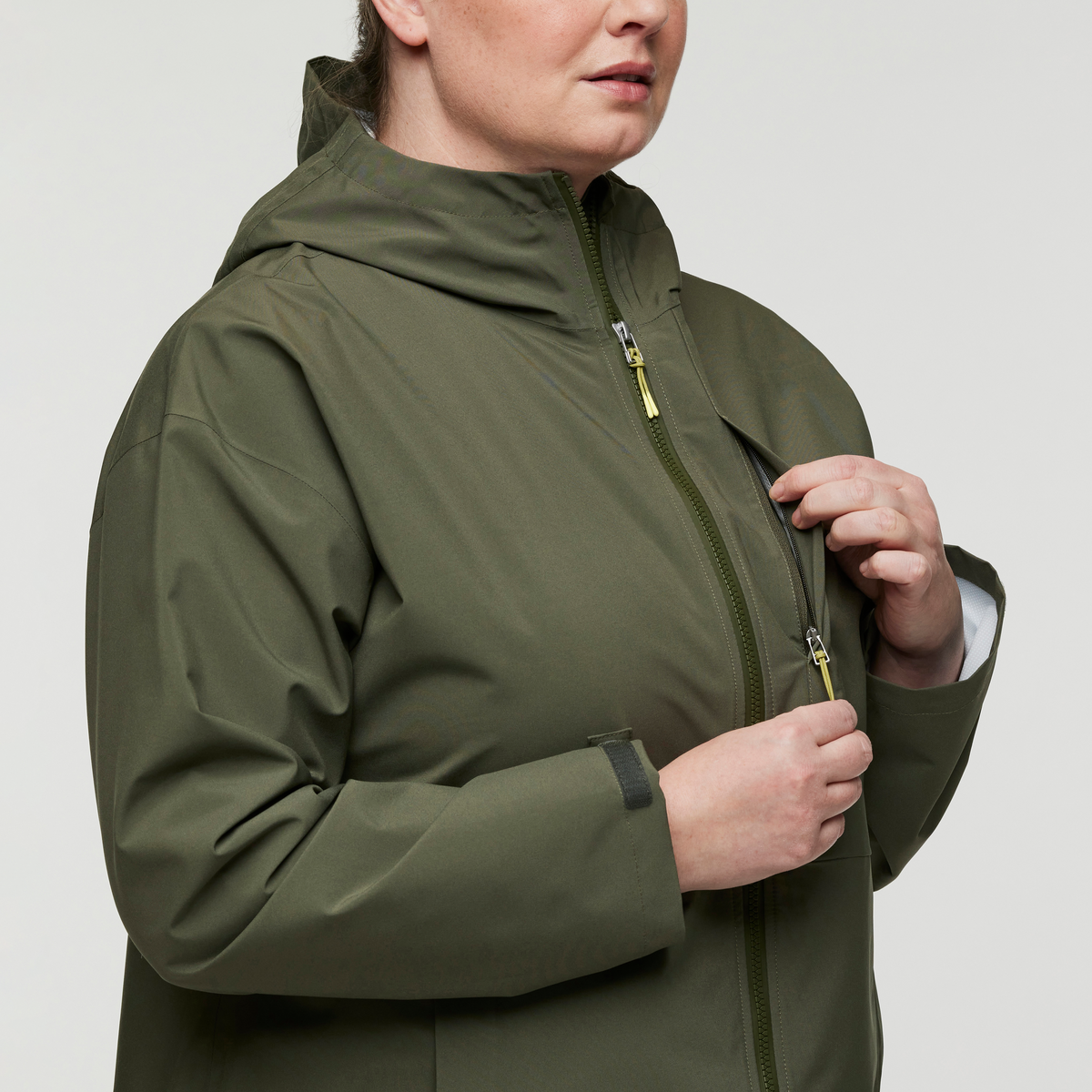 Cielo Rain Jacket - Women's, Fatigue, Model Jennifer