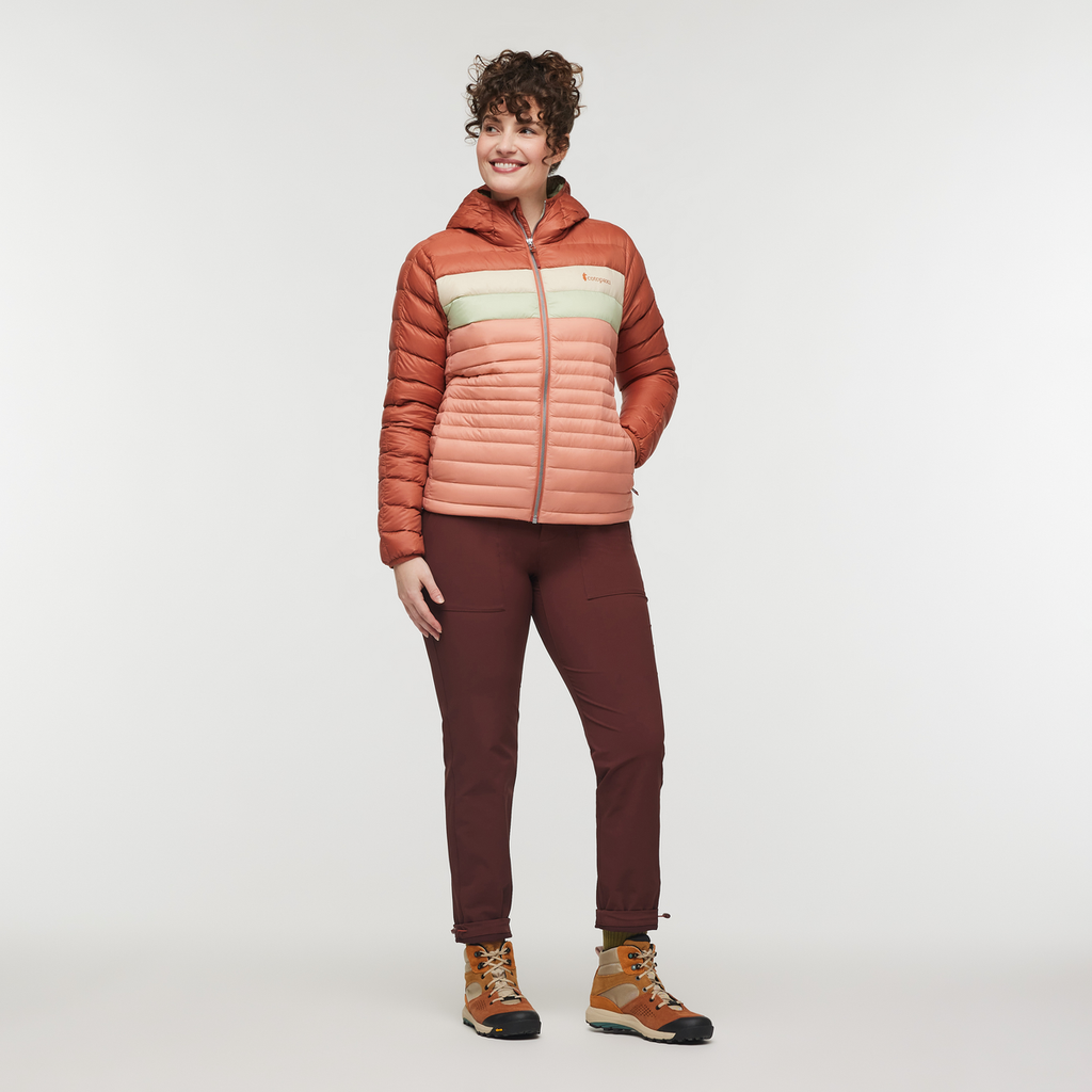 Fuego Hooded Down Jacket - Women's, Faded Brick/Clay, Model Courtney