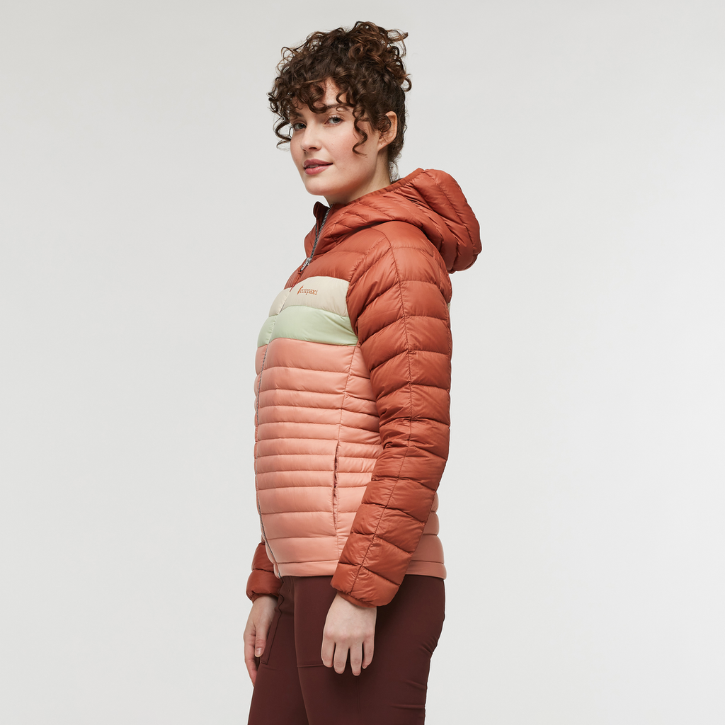 Fuego Hooded Down Jacket - Women's, Faded Brick/Clay, Model Courtney