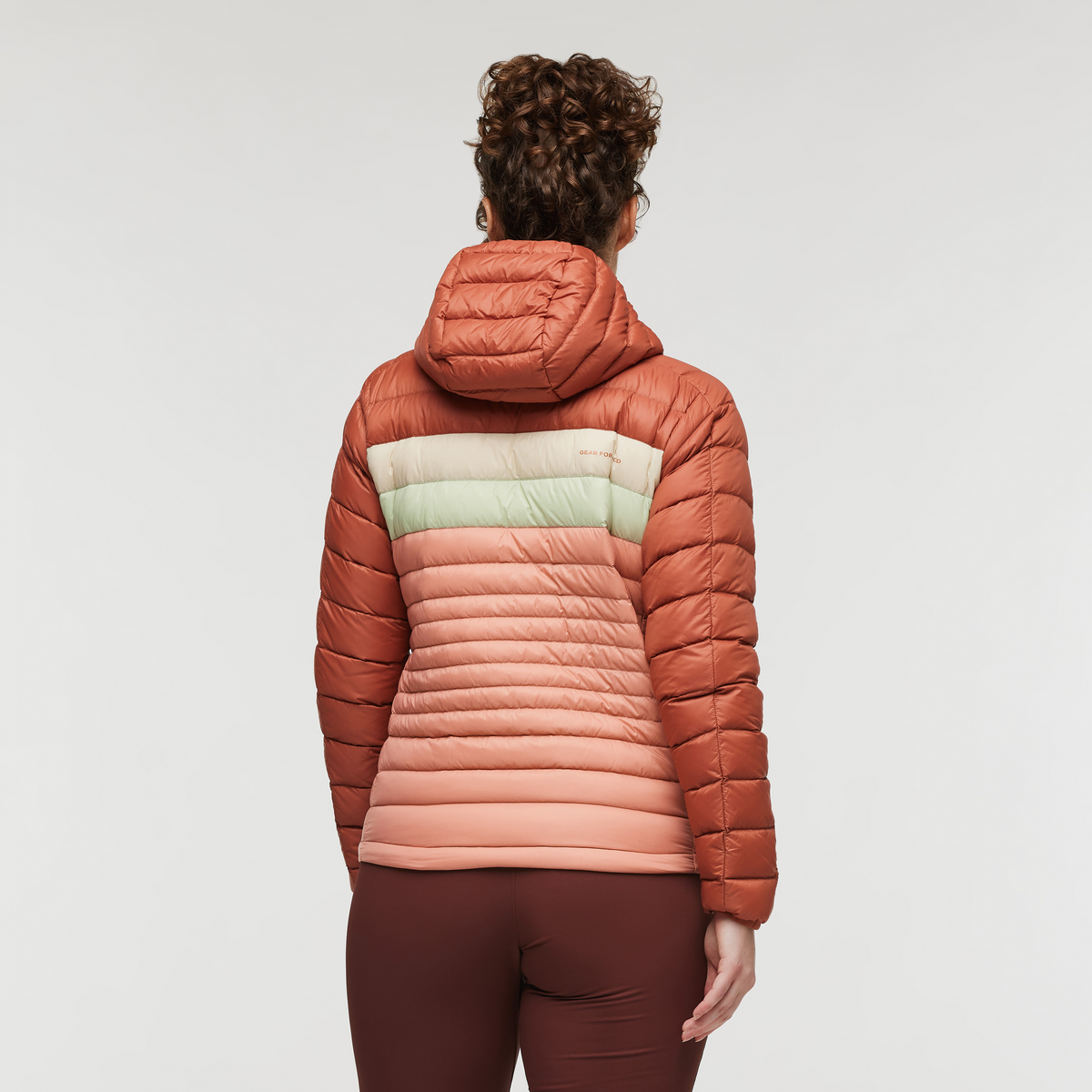 Fuego Hooded Down Jacket - Women's, Faded Brick/Clay, Model Courtney