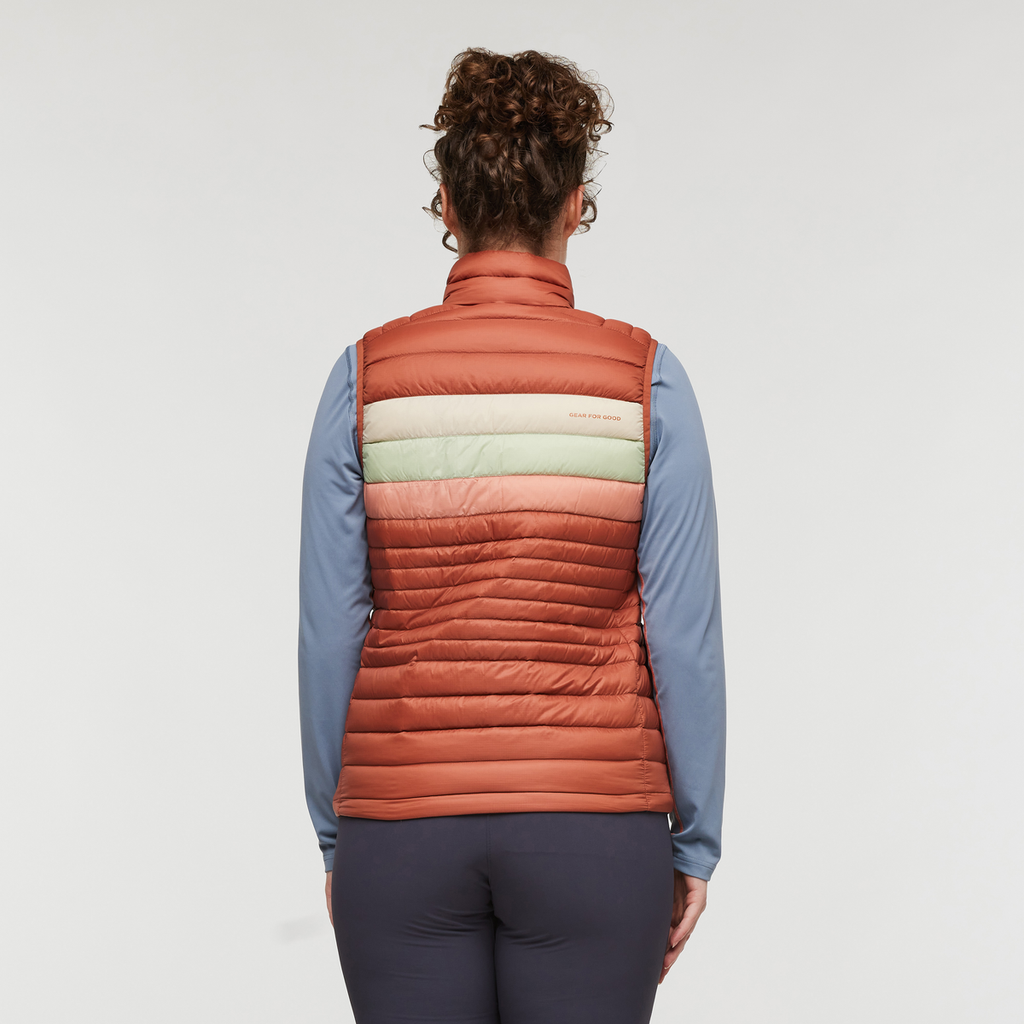 Fuego Down Vest - Women's, Faded Brick Stripes, Model Courtney