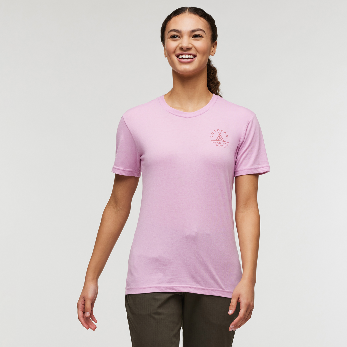 Llama Map T-Shirt - Women's, Orchid Bloom, Model London