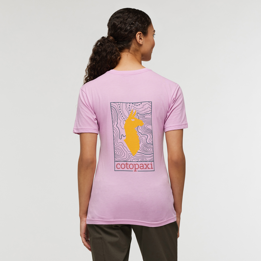Llama Map T-Shirt - Women's, Orchid Bloom, Model London