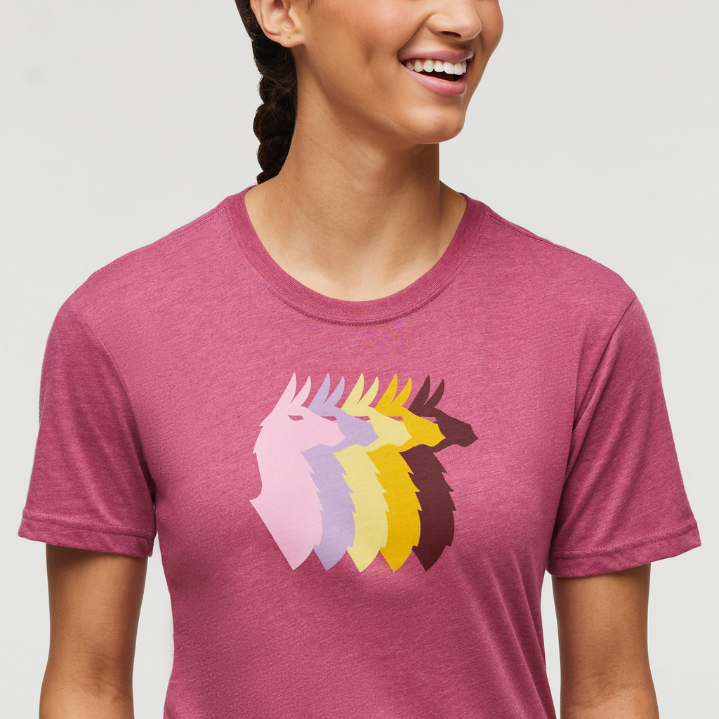 Llama Sequence T-Shirt - Women's, Sangria, Model London