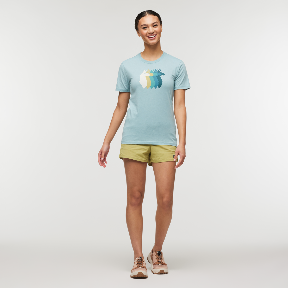 Llama Sequence T-Shirt - Women's, Sea Spray, Model London