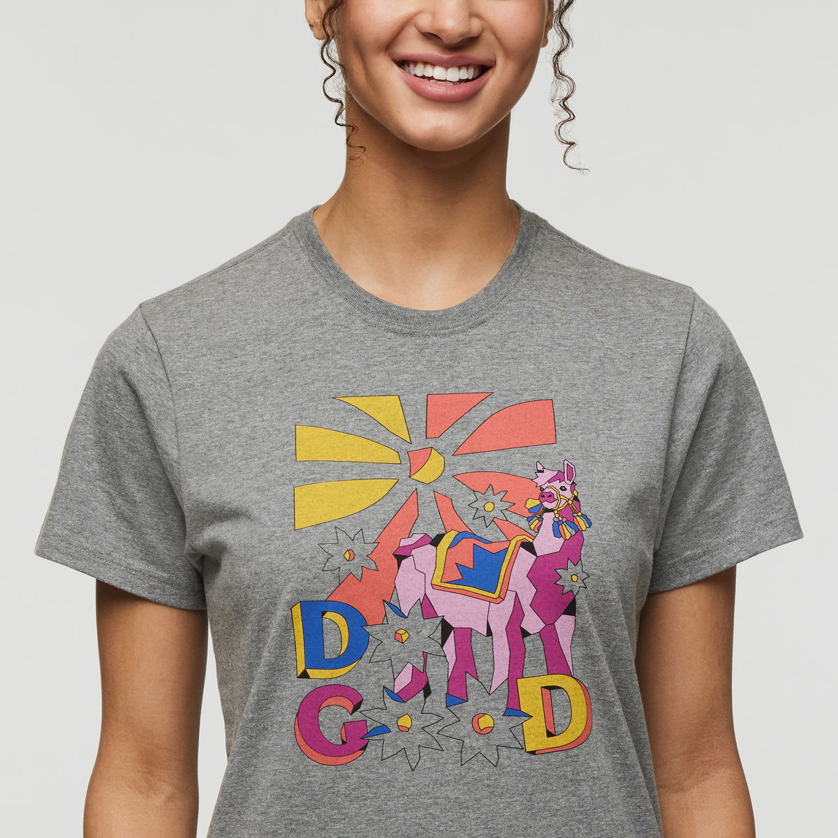 Pompones Do Good T-Shirt - Women's, Heather Grey, Model London