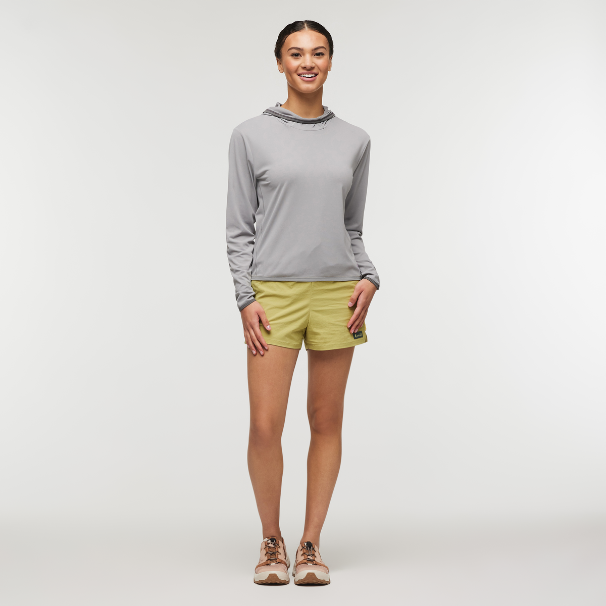 Sombra Sun Hoodie - Women's, Smoke, Model London, shoppable