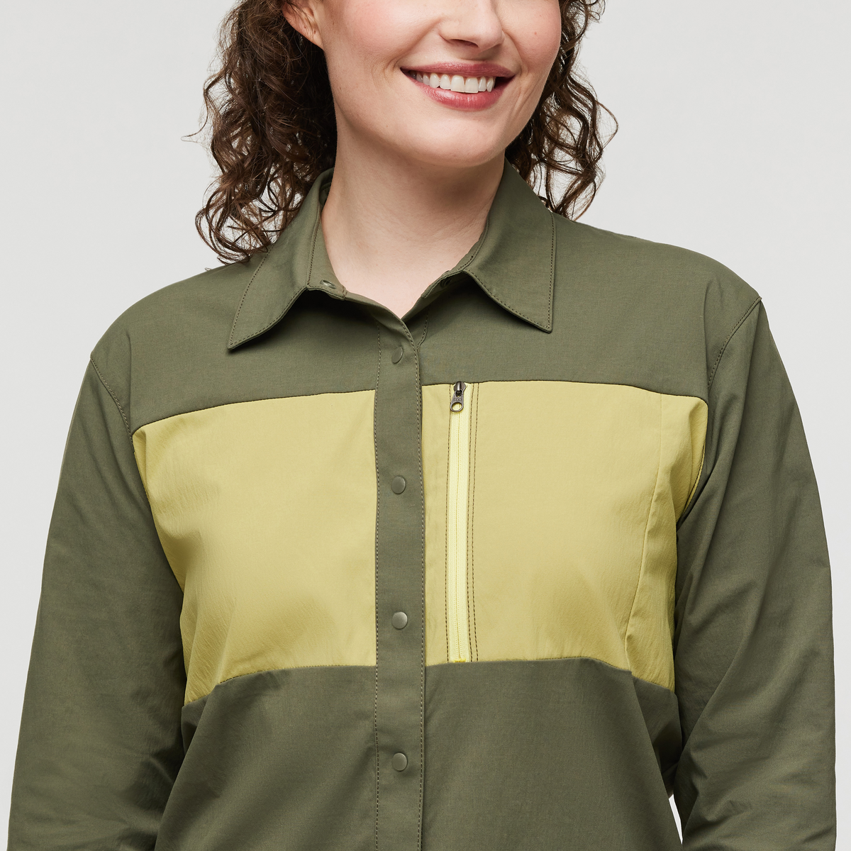 Sumaco Long-Sleeve Shirt - Women's, Fatigue/Lemongrass, Model Courtney