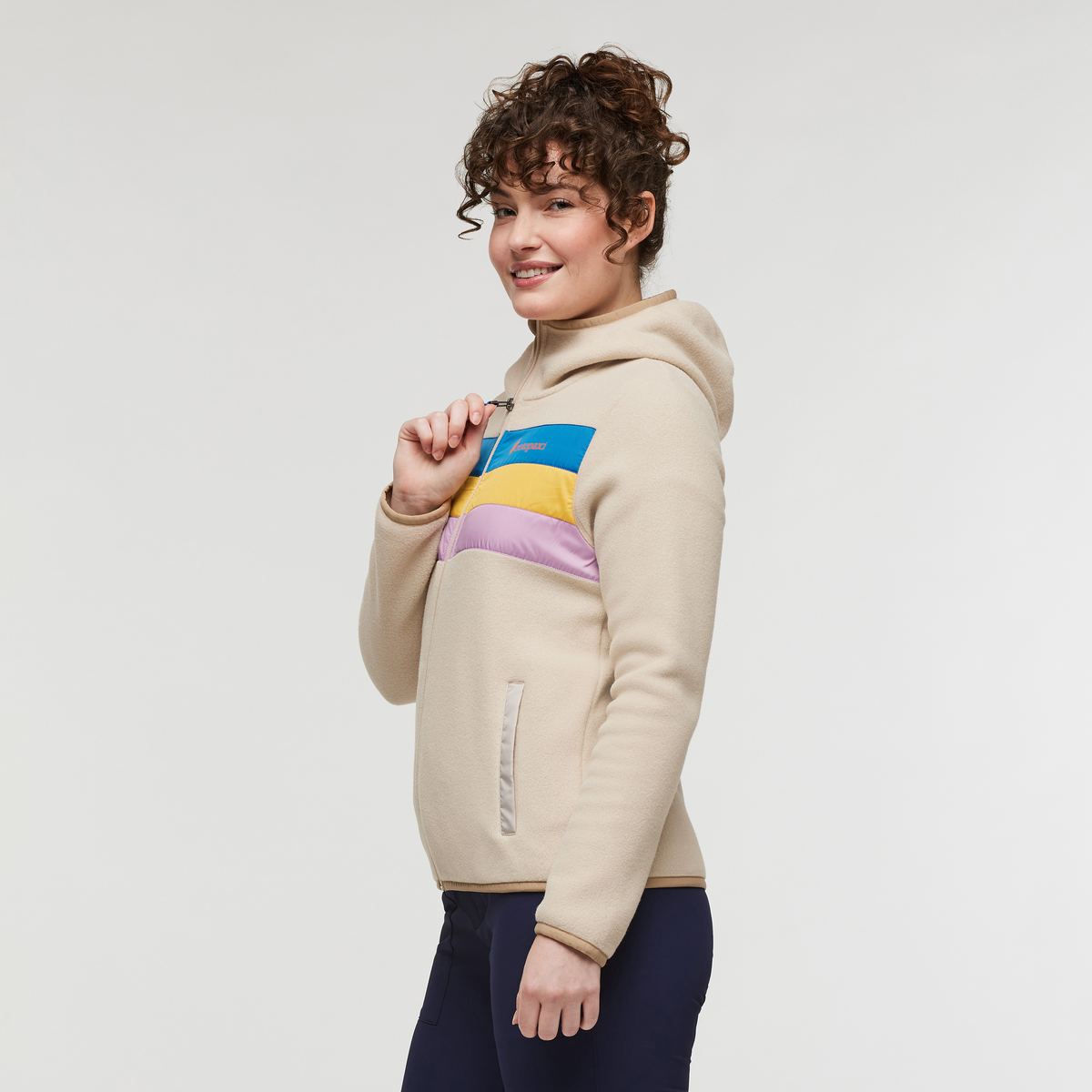 Teca Fleece Hooded Full-Zip Jacket - Women's, Frosting, Model Courtney