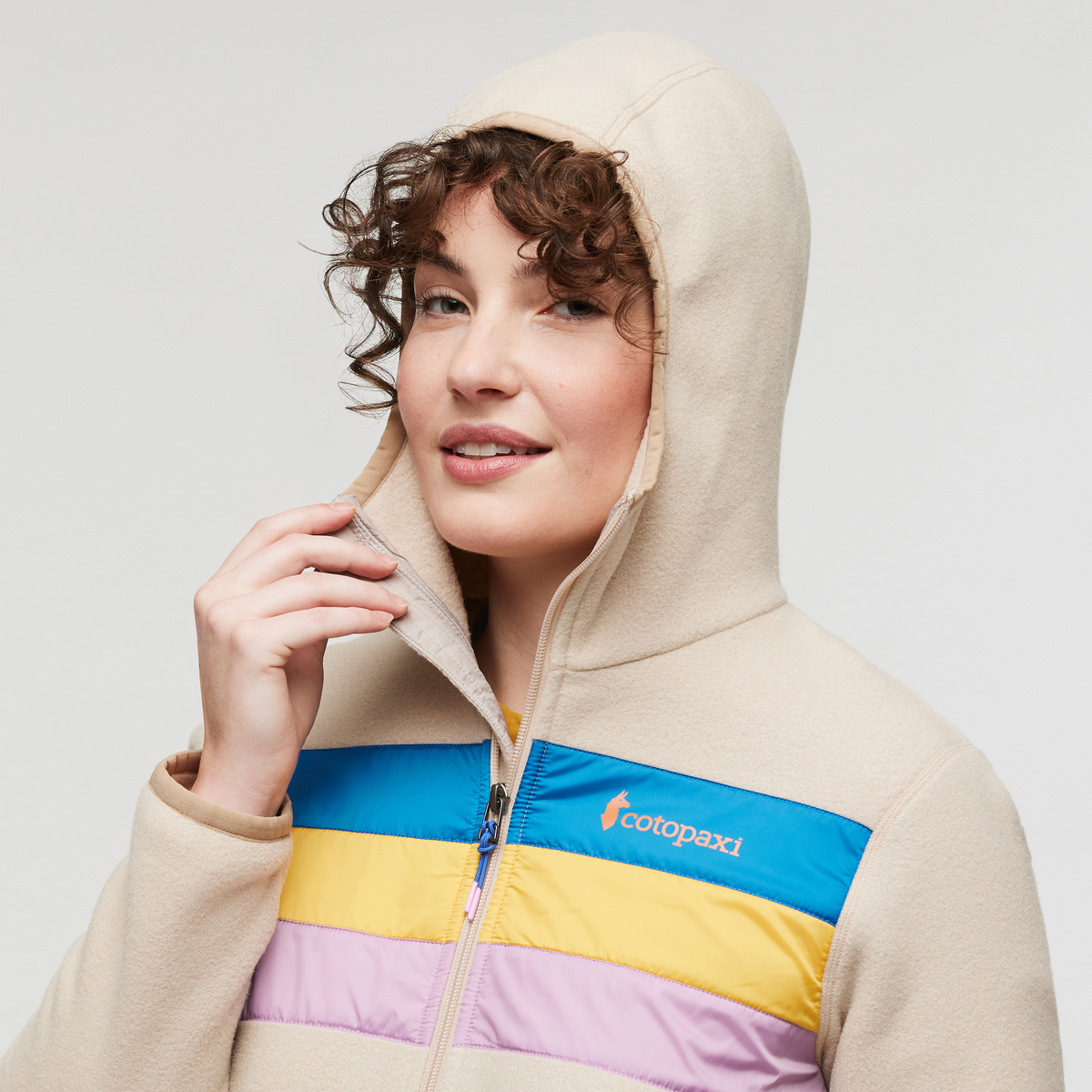 Teca Fleece Hooded Full-Zip Jacket - Women's, Frosting, Model Courtney