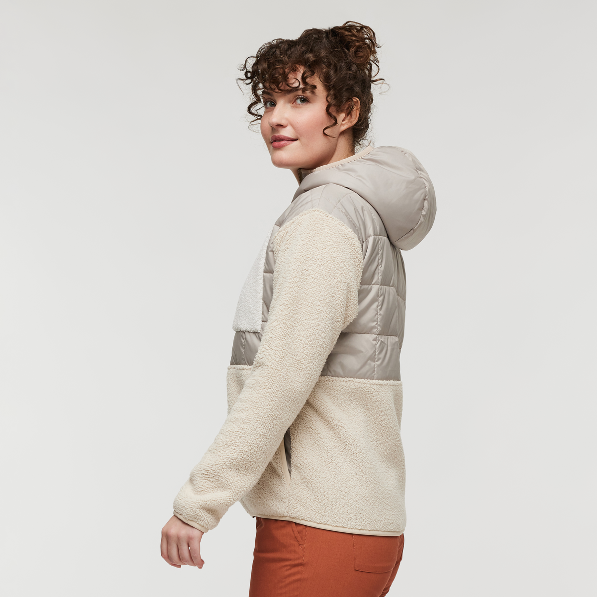 Trico Hybrid Hooded Jacket - Women's, Oatmeal/Cream, Model Courtney