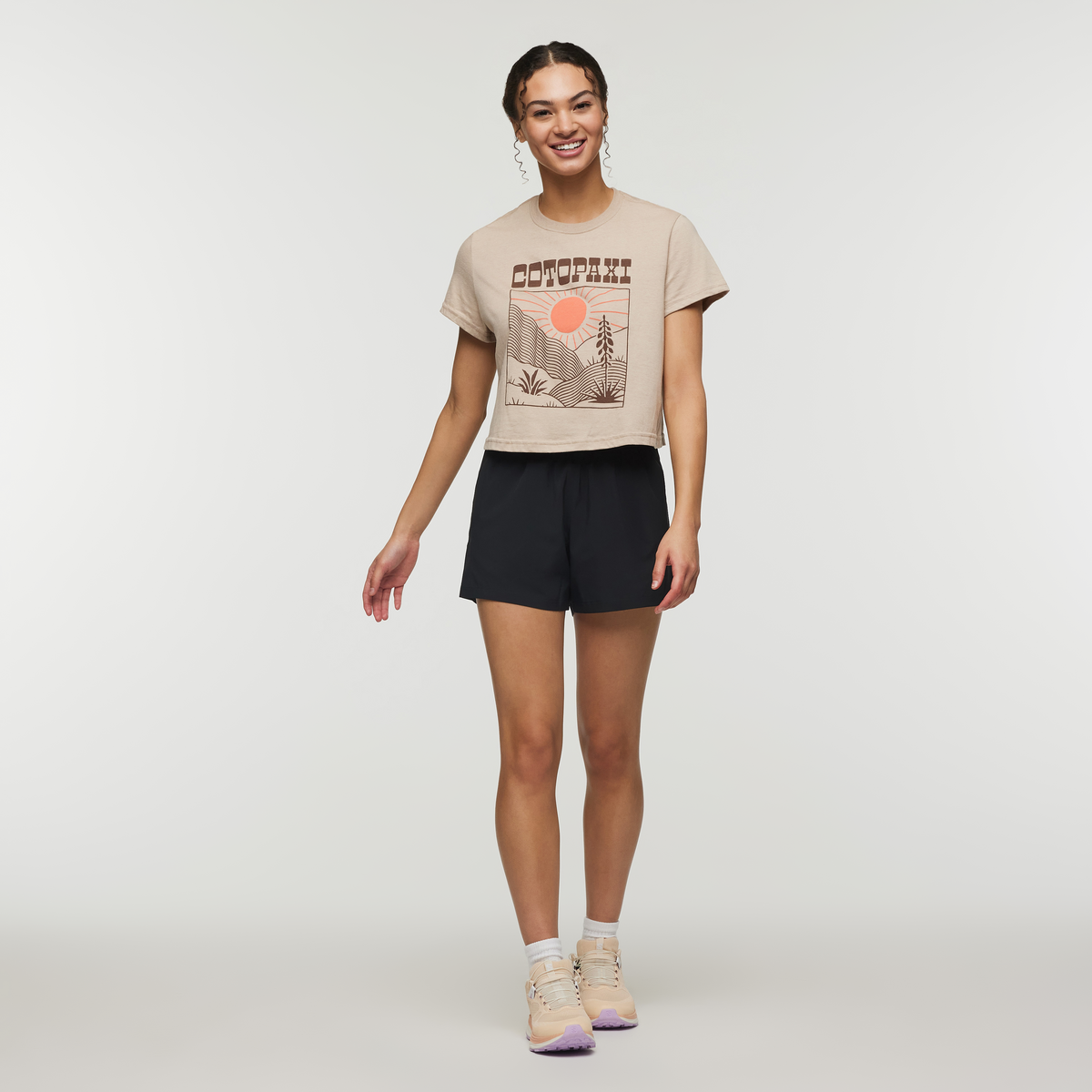 Western Hills Crop T-Shirt - Women's, Oatmeal, Model London