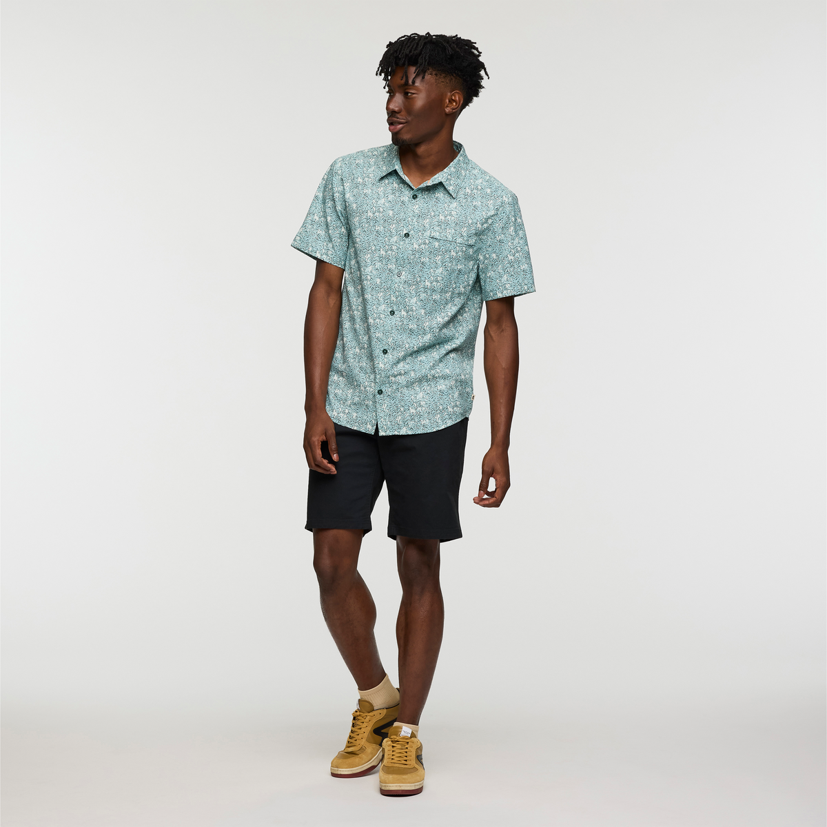 Cambio Button Up - Print - Men's, Seaweed Foam, Model Nicolas
