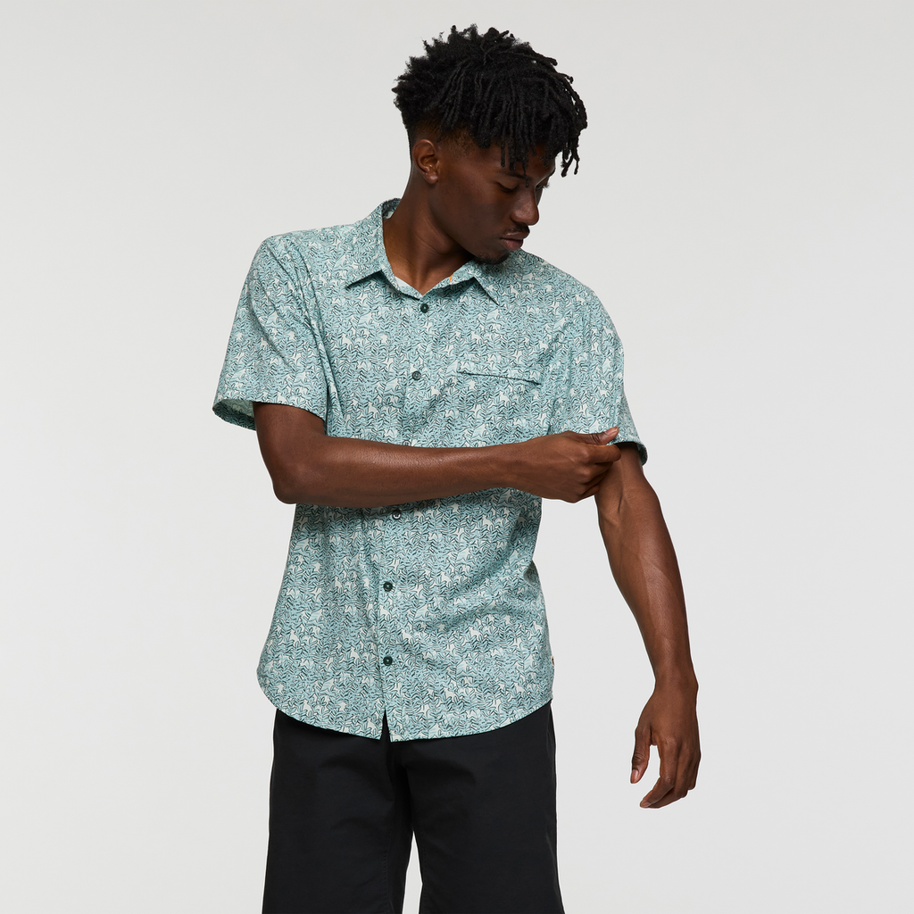 Cambio Button Up - Print - Men's, Seaweed Foam, Model Nicolas