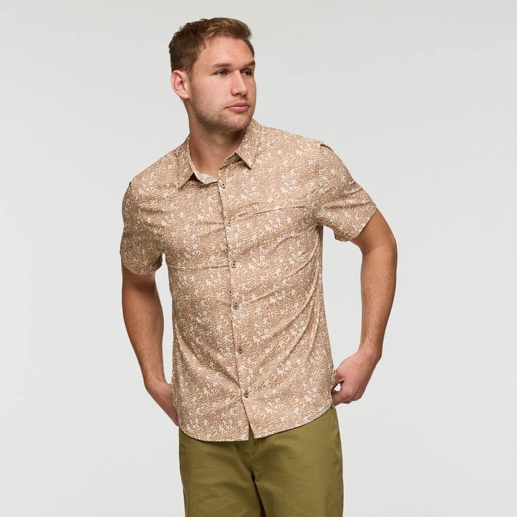 Cambio Button Up - Print - Men's, Seaweed Reishi, Model Maxwell