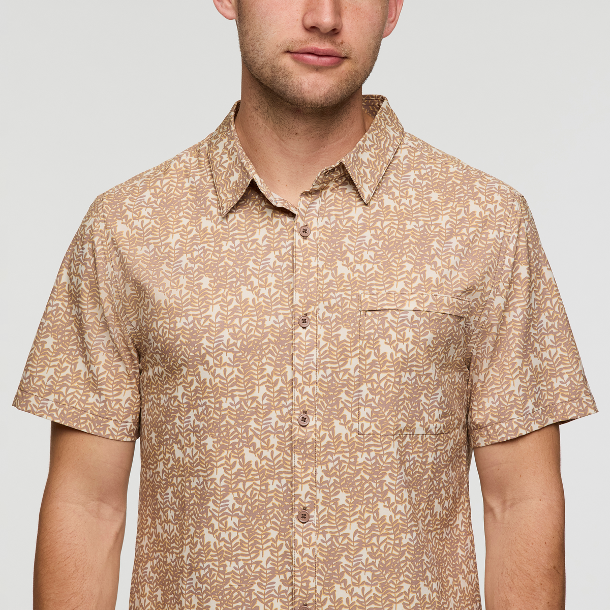 Cambio Button Up - Print - Men's, Seaweed Reishi, Model Maxwell