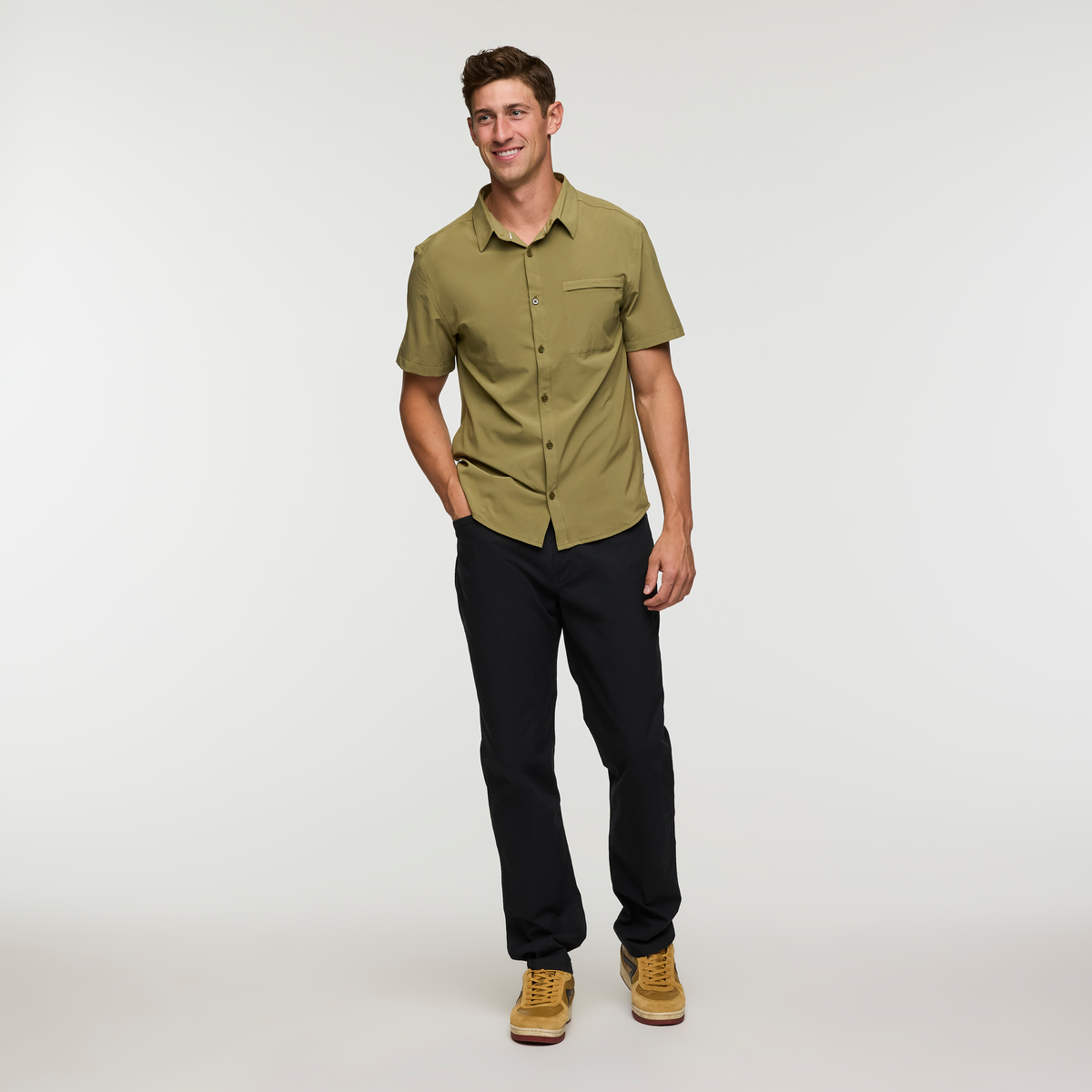 Cambio Button Up Shirt - Men's, Moss, Model Jackson