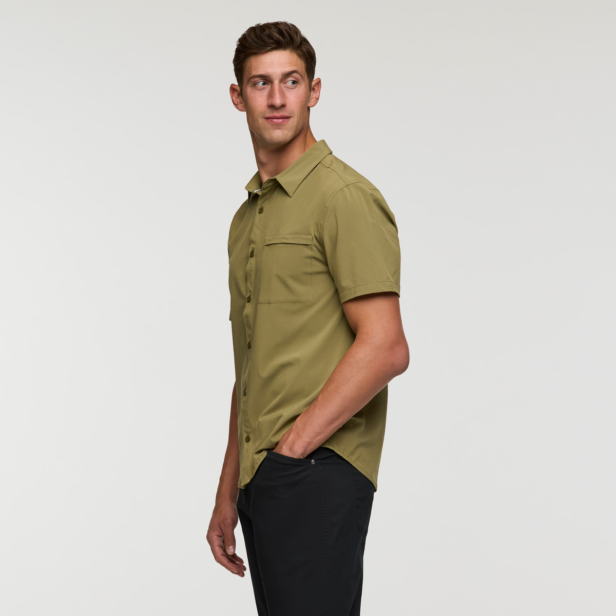 Cambio Button Up Shirt - Men's, Moss, Model Jackson