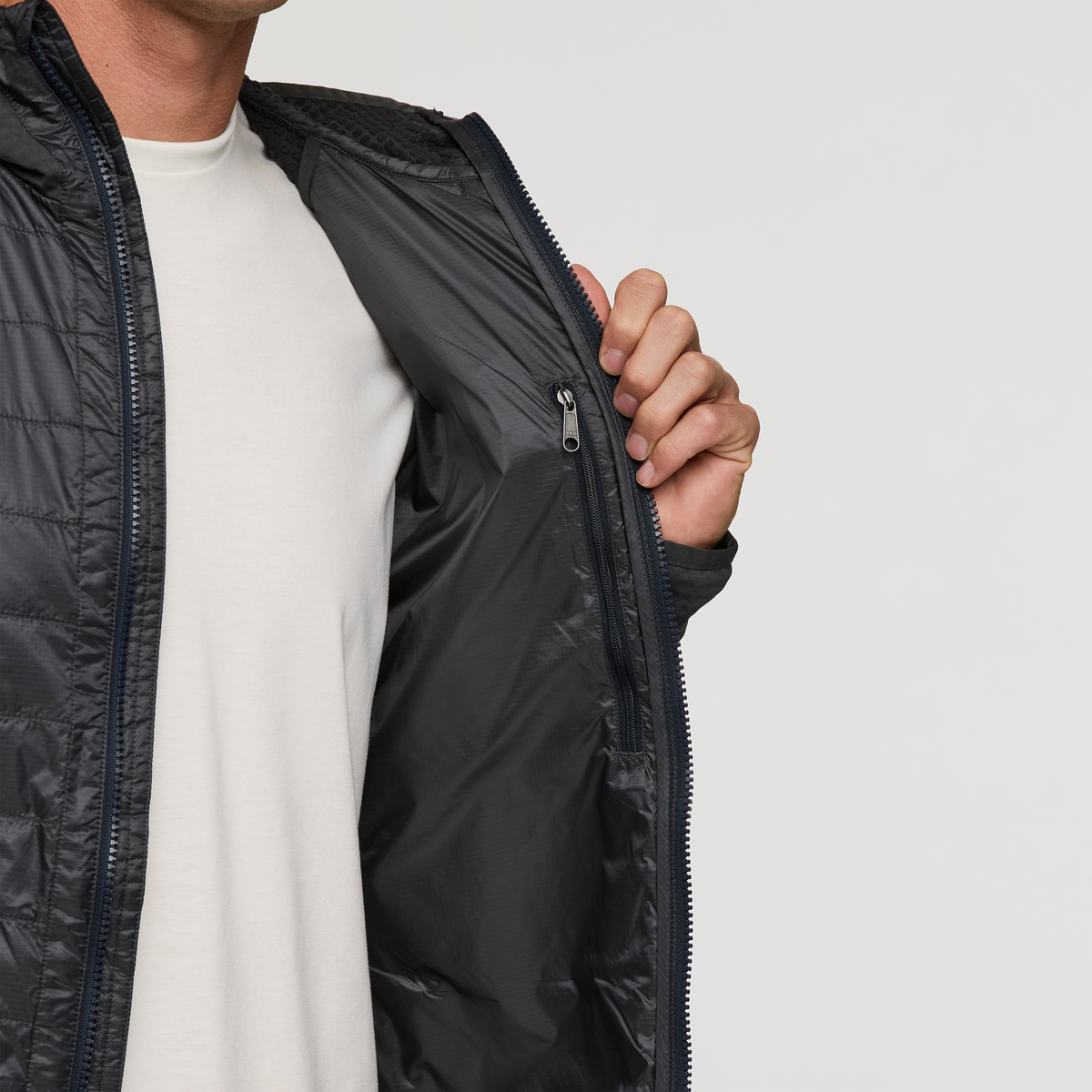 Capa Hybrid Insulated Hooded Jacket - Men's, Charcoal, Model Jackson