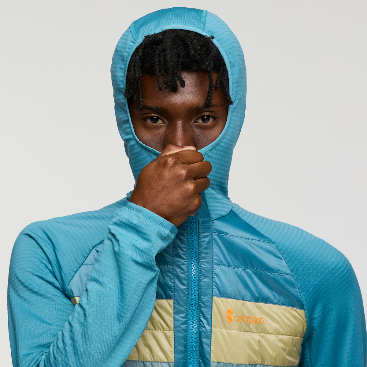Capa Hybrid Insulated Hooded Jacket - Men's, Drizzle/Bluegrass, Model Nicolas