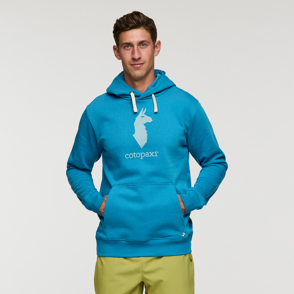 Cotopaxi Llama Pullover Hoodie - Men's, Lake, Model Jackson