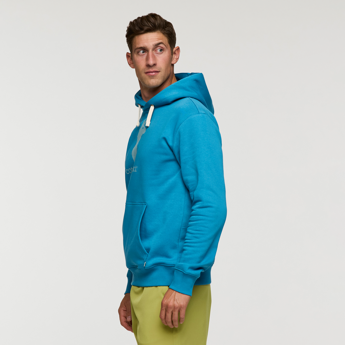 Cotopaxi Llama Pullover Hoodie - Men's, Lake, Model Jackson