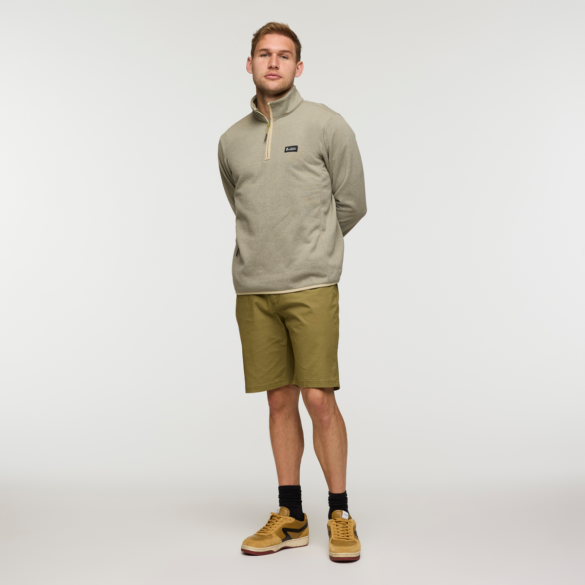 Envo Fleece Quarter-Zip Pullover - Men's, Heather Pebble, Model Maxwell