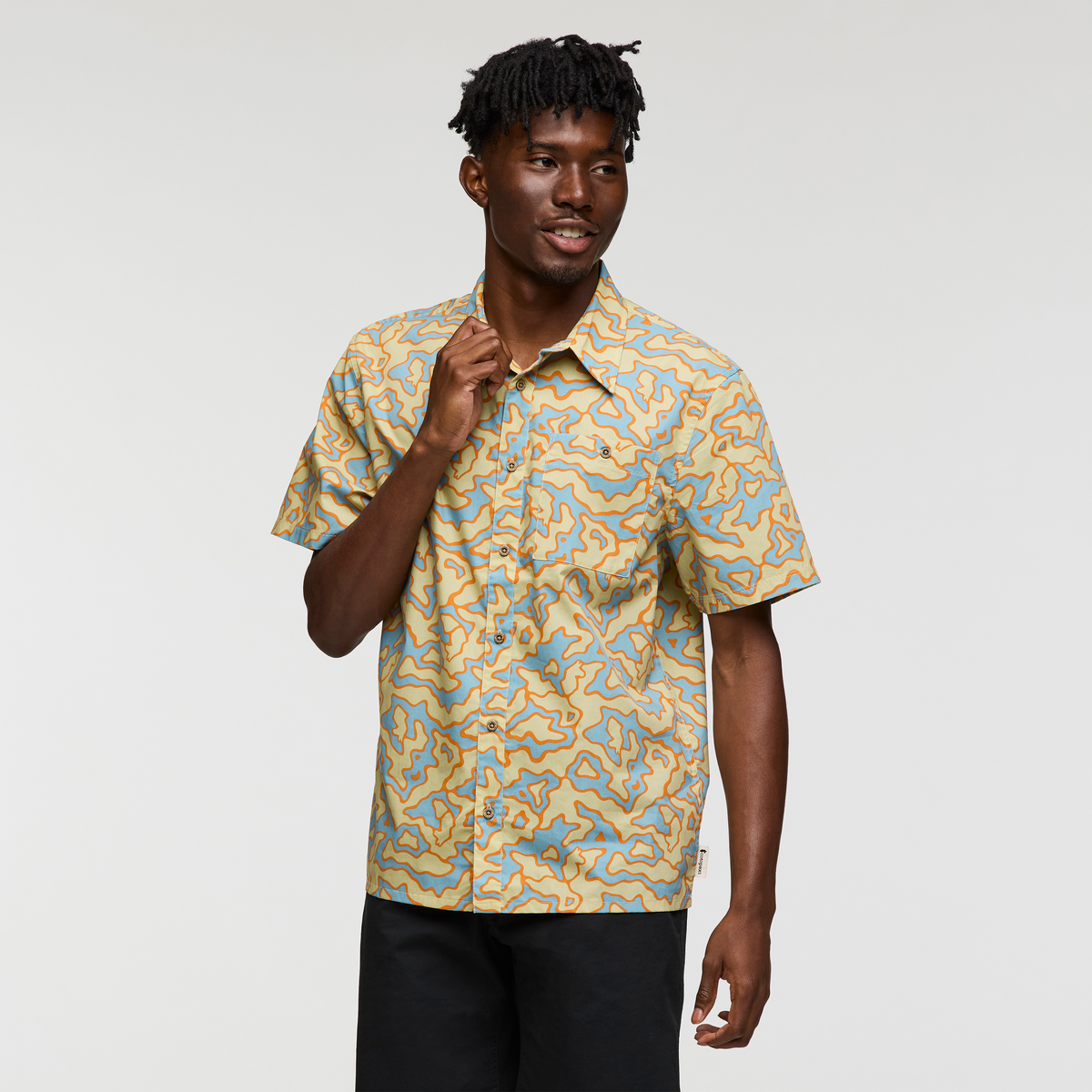 Estival Button Up Shirt - Print - Men's, Island Llama Grain, Model Nicolas