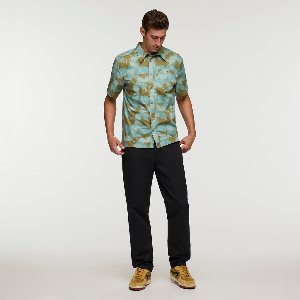 Estival Button Up Shirt - Print - Men's, Reflections Silver Leaf, Model Jackson