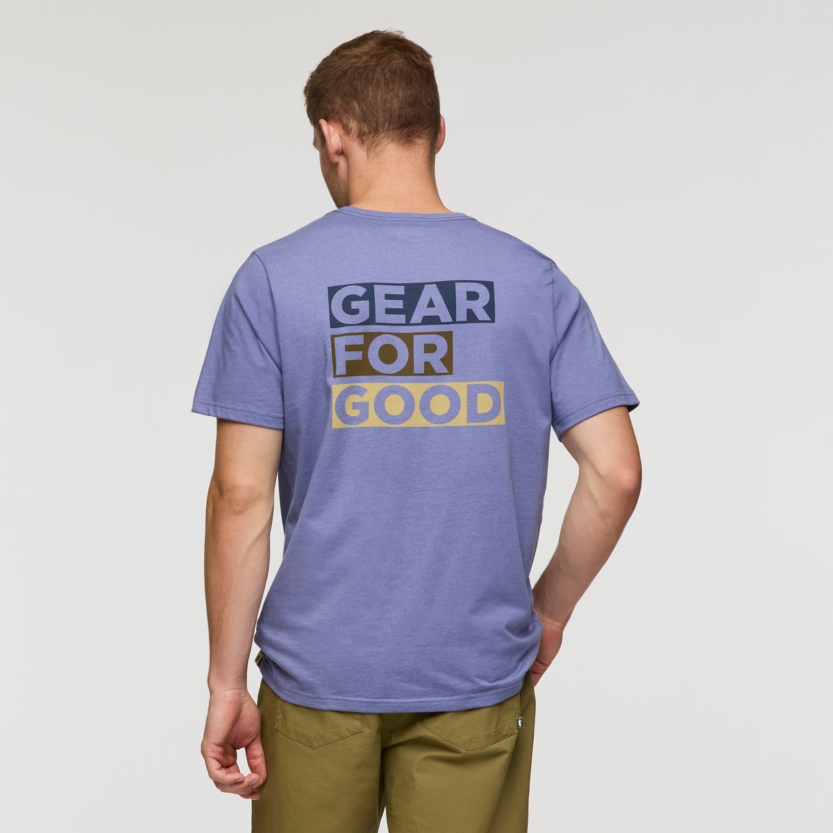 Gear For Good Stripes T-Shirt - Men's, Blue Smoke, Model Maxwell