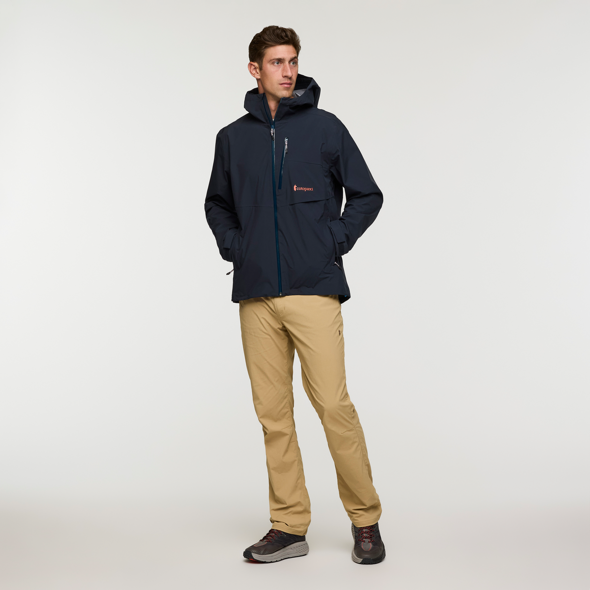 Impermeo 3L Hooded Shell Jacket - Men's, Carbon, Model Jackson, shoppable