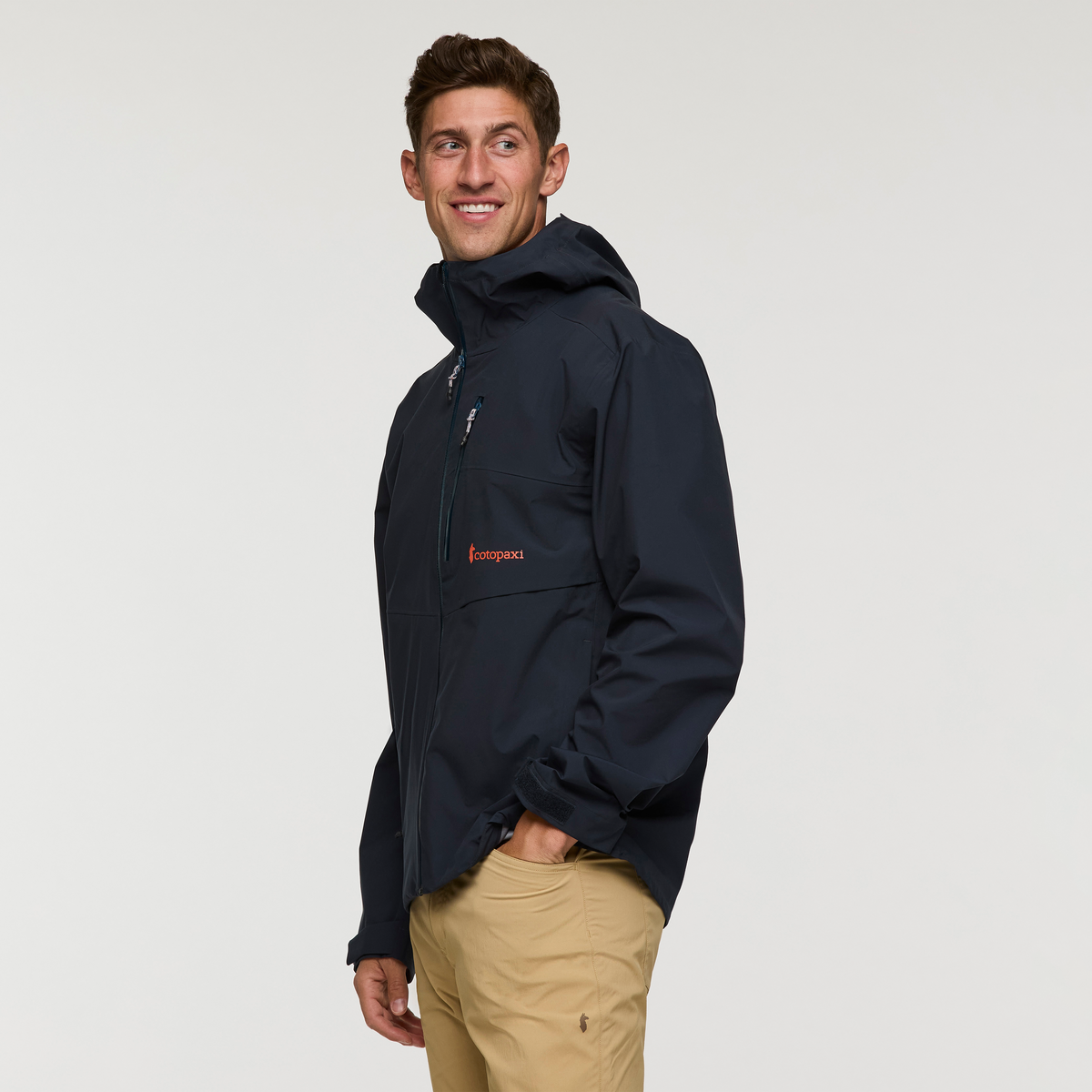 Impermeo 3L Hooded Shell Jacket - Men's, Carbon, Model Jackson