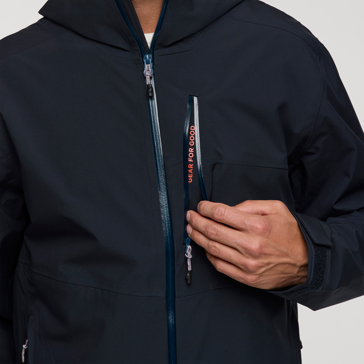Impermeo 3L Hooded Shell Jacket - Men's, Carbon, Model Jackson