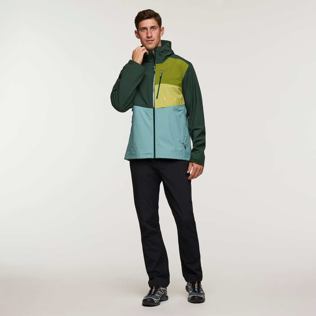 Impermeo 3L Hooded Shell Jacket - Men's, Cargo/Bluegrass, Model Jackson, shoppable