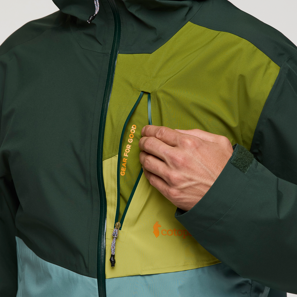 Impermeo 3L Hooded Shell Jacket - Men's, Cargo/Bluegrass, Model Jackson