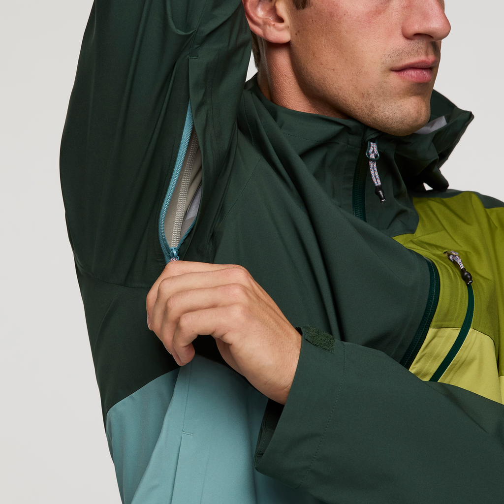 Impermeo 3L Hooded Shell Jacket - Men's, Cargo/Bluegrass, Model Jackson