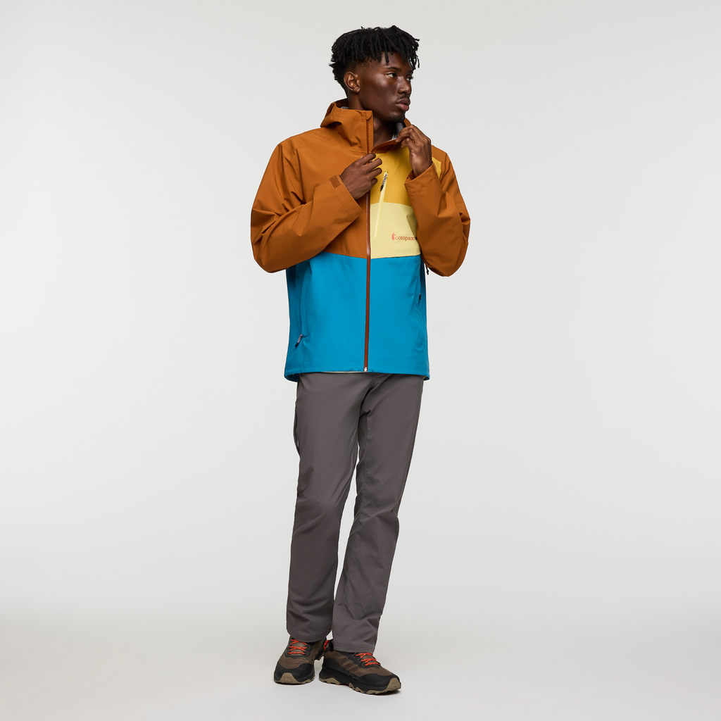 Impermeo 3L Hooded Shell Jacket - Men's, Sienna/Lake, Model Nicolas, shoppable