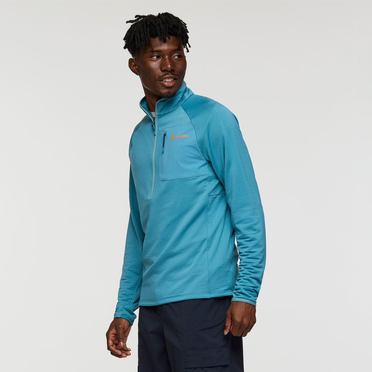 Otero Fleece Half-Zip Pullover - Men's, Drizzle, Model Nicolas
