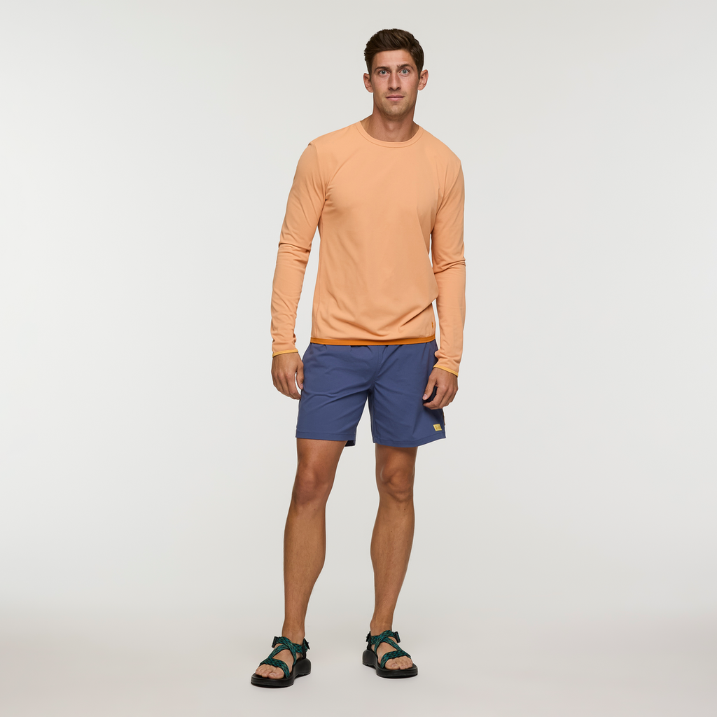 Sombra Long-Sleeve Sun Shirt, Apricot, Model Jackson, shoppable