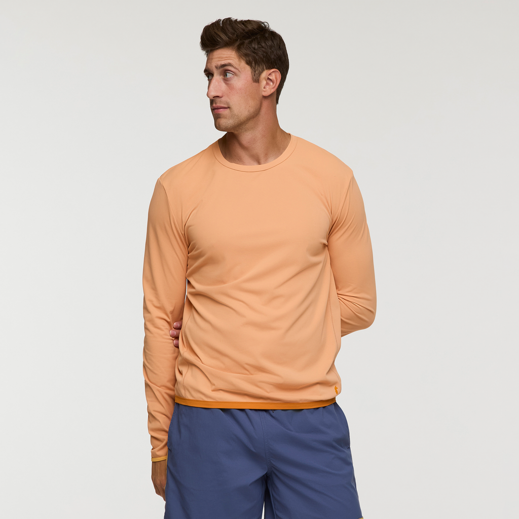 Sombra Long-Sleeve Sun Shirt, Apricot, Model Jackson