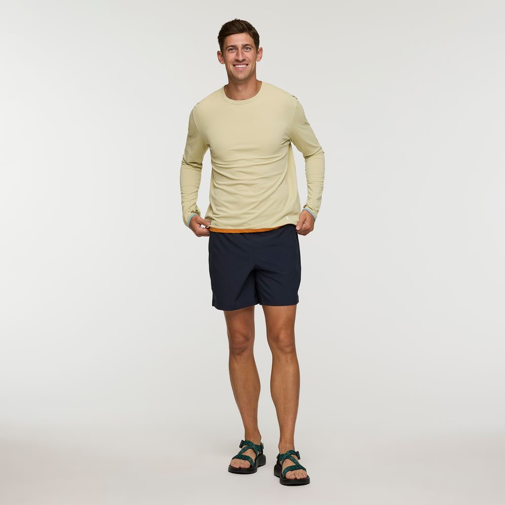 Sombra Long-Sleeve Sun Shirt, Grain, Model Jackson, shoppable