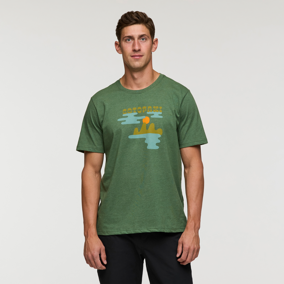 Sunrise Lake T-Shirt - Men's, Vine, Model Jackson