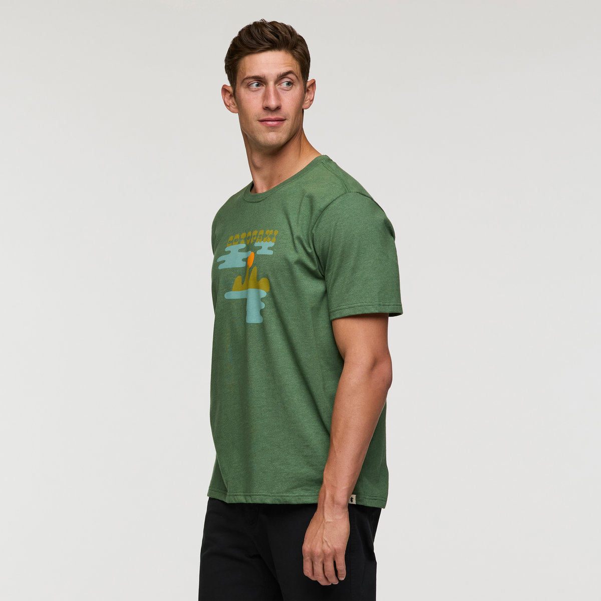 Sunrise Lake T-Shirt - Men's, Vine, Model Jackson