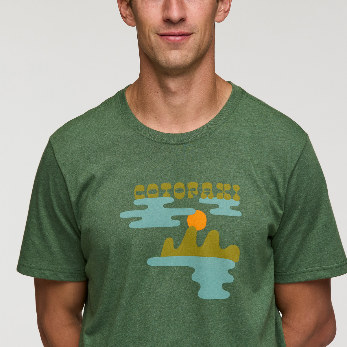 Sunrise Lake T-Shirt - Men's, Vine, Model Jackson