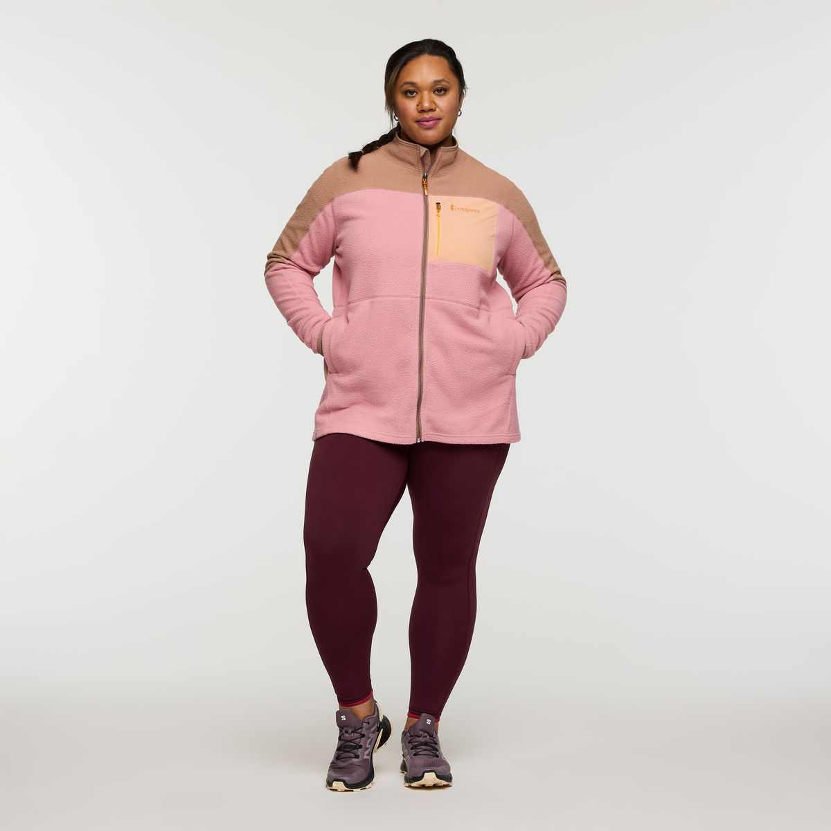 Abrazo Fleece Full-Zip Jacket - Women's, Reishi/Rose, Model Amelia